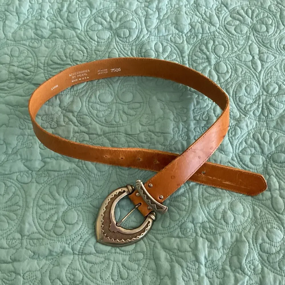Accessories by Pearl Womens Leather Belt 7506 Made in USA Large